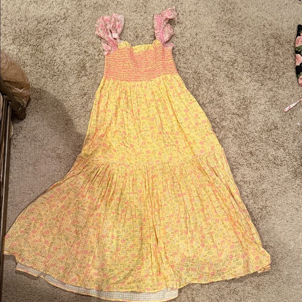 LoveShackFancy Yellow and Pink Maxi Dress - Picture 1 of 6